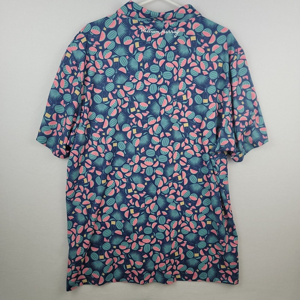 William Murray Mens Button Up Shirt Blue XL Watermelon Print Golf Casual Stretch - Picture 2 of 16